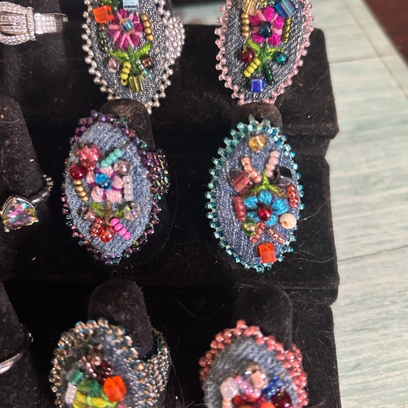 Handcrafted Beaded Statement Rings - Picture 8 of 9